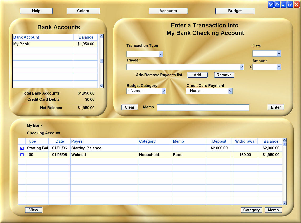 Click to view Checkbook Ease Freeware 2.1 screenshot