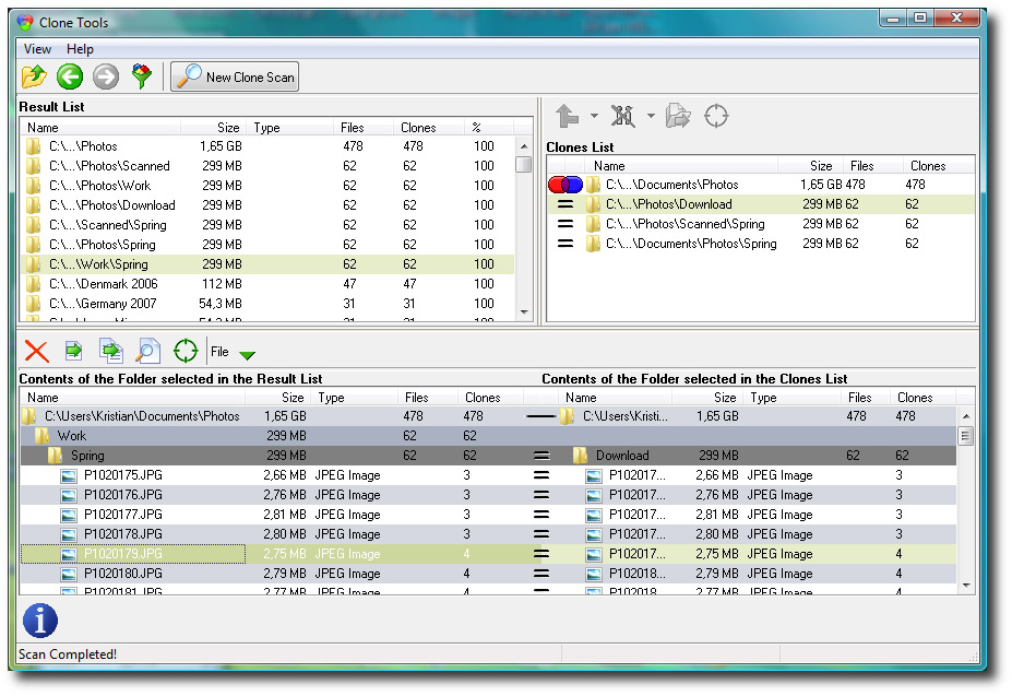 Click to view Clone Tools - Find Duplicate Files 2.02 screenshot