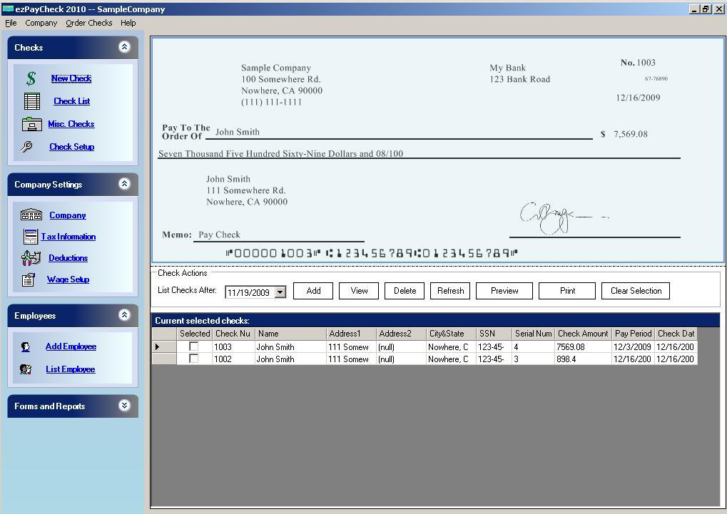 Click to view ezPaycheck Payroll Software 3.4.10.1 screenshot