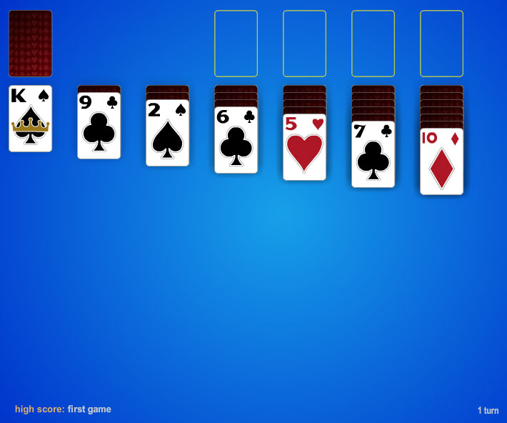 Click to view Klondike Solitaire, 1 card infinite pass 1.0 screenshot