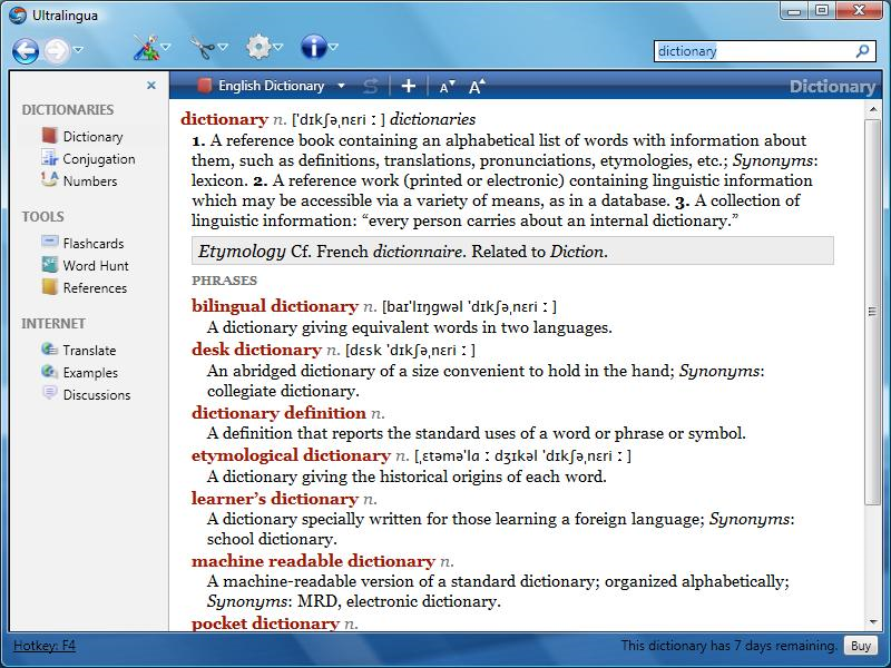 Click to view Comprehensive Spanish Dictionary by Vox for Window 7.1 screenshot