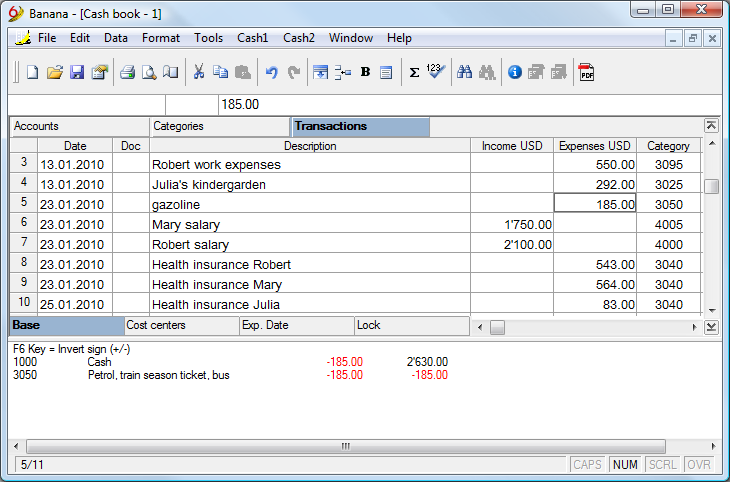 Click to view Banana Cashbook 6.00.08 screenshot