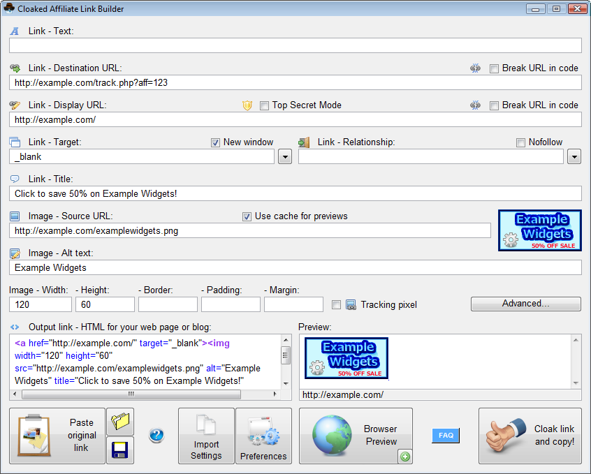 Click to view Cloaked Affiliate Link Builder 1.0 screenshot