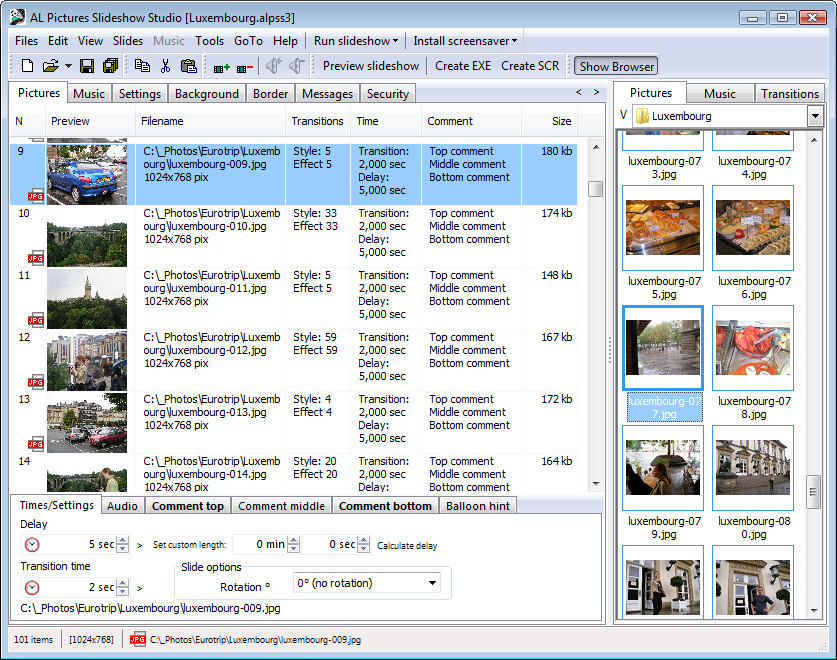 Click to view AL Pictures Slideshow Studio 6.5 screenshot