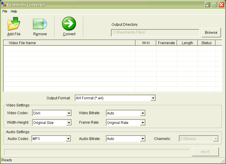 Click to view Realmedia Converter 2.11 screenshot