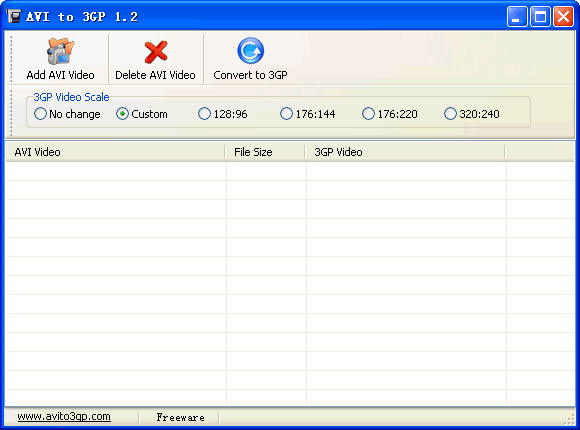 Click to view AVI to 3GP 1.4 screenshot
