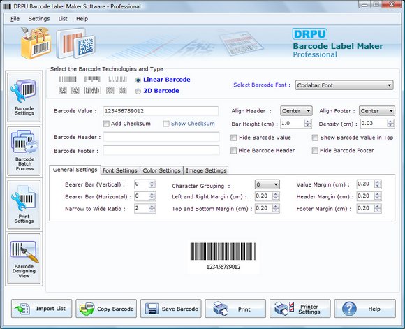 Click to view Print Barcode 7.3.0.1 screenshot