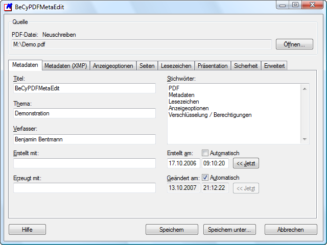 Click to view BeCyPDFMetaEdit 2.37 screenshot