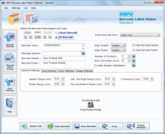 Click to view Barcode Freeware 7.3.0.1 screenshot