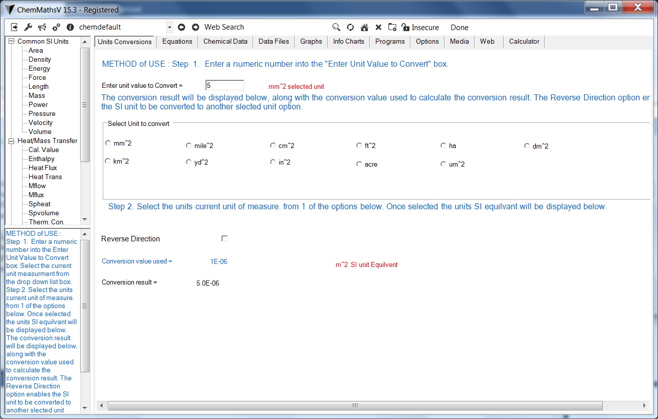 Click to view ChemMaths 15.3 screenshot