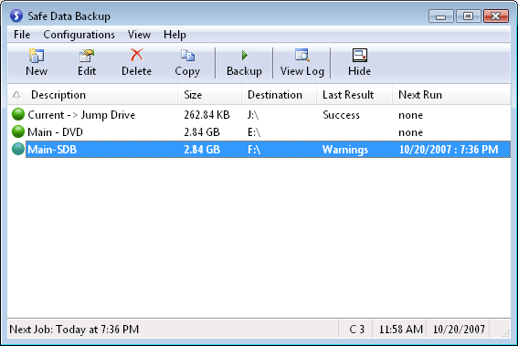 Click to view Safe Data Backup 4.0 screenshot