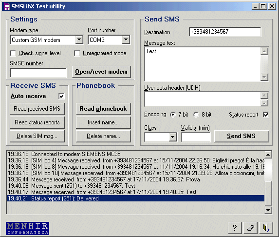 Click to view SMSLibX SMS ActiveX 2.4 screenshot