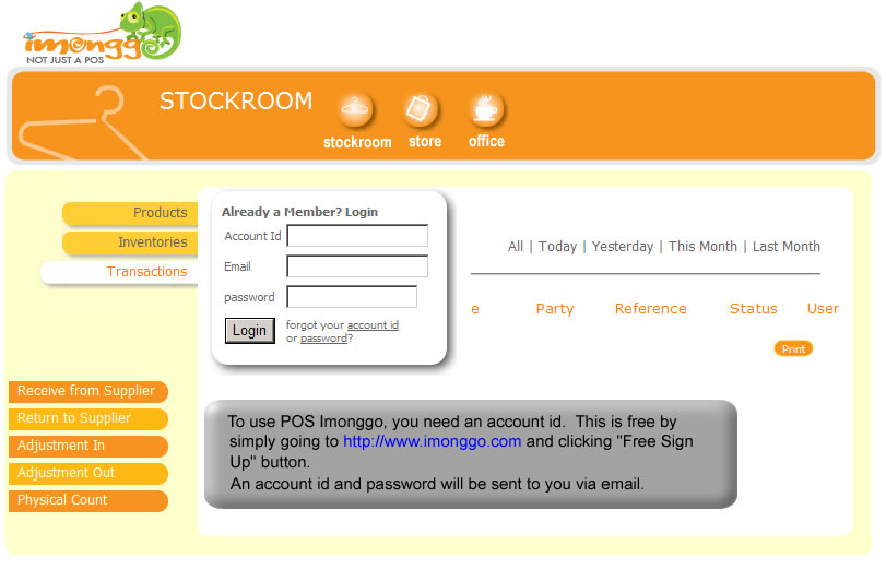 Click to view POS Software Imonggo 2.88 screenshot