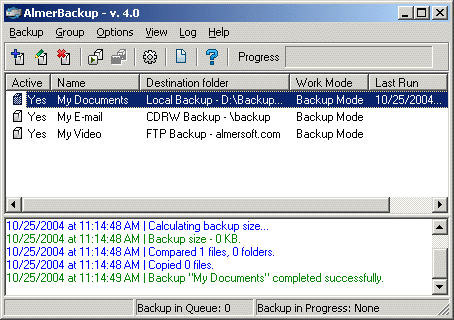 Click to view AlmerBackup 4.8 screenshot