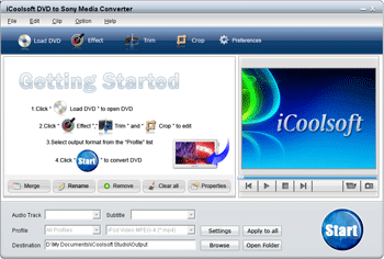 Click to view iCoolsoft DVD to Sony Media Converter 3.1.10 screenshot