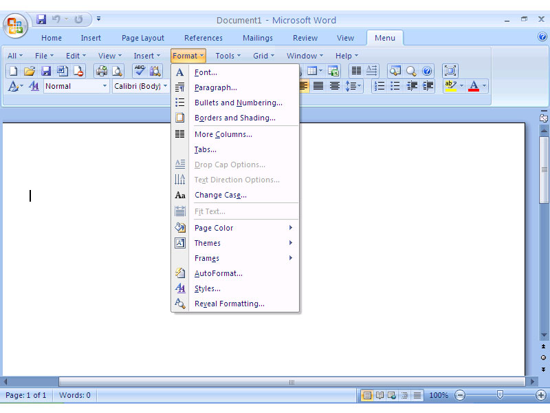 Click to view Classic Menu for Word 2007 7.00 screenshot