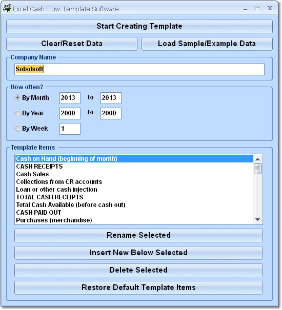 Click to view Excel Cash Flow Template Software 7.0 screenshot