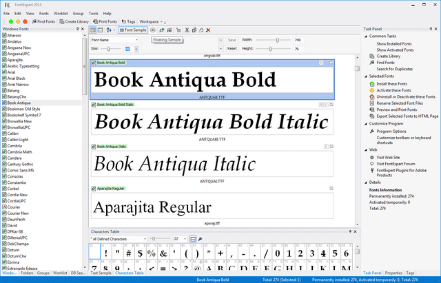 Click to view FontExpert 2014 12.0 screenshot