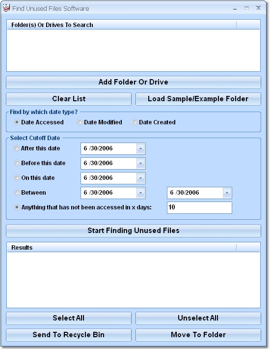 Click to view Find Unused Files Software 7.0 screenshot