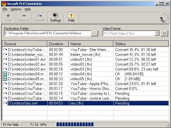 Click to view Jocsoft FLV Converter 1.1.6.2 screenshot