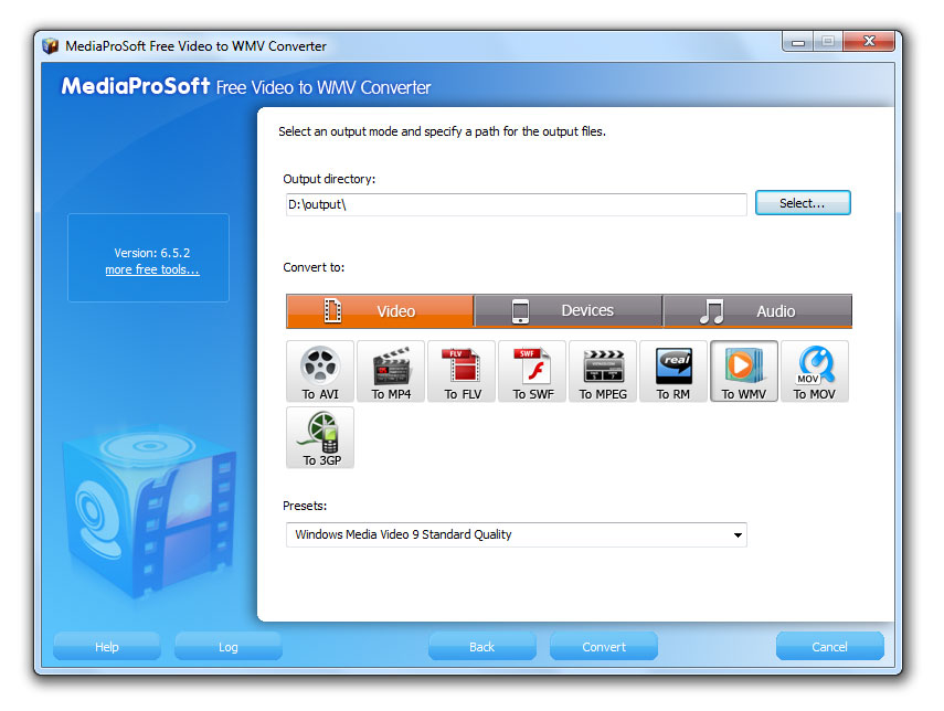 Click to view MediaProSoft Free Video to WMV Converter 6.4.3 screenshot