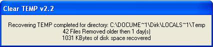 Click to view Clear TEMP folder 1.0 screenshot