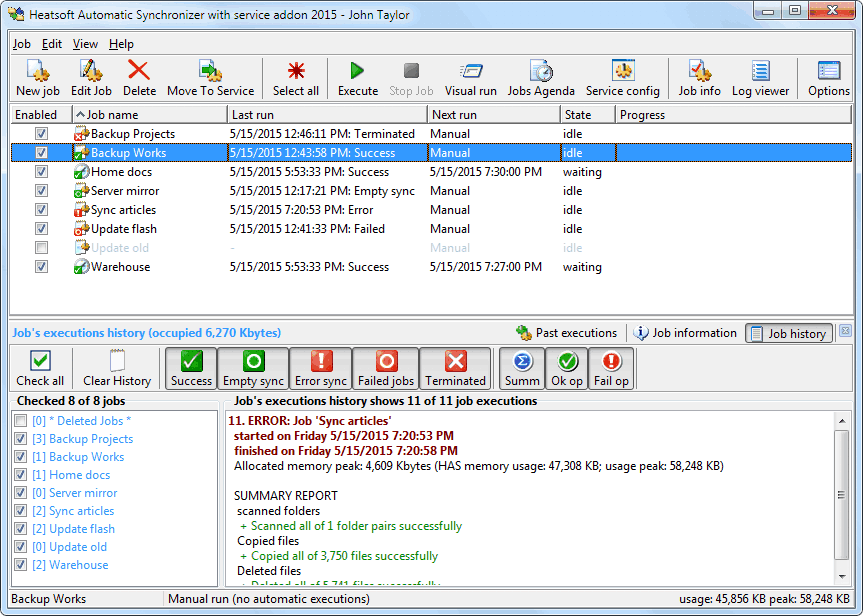 Click to view Heatsoft Automatic Synchronizer 2.03 screenshot