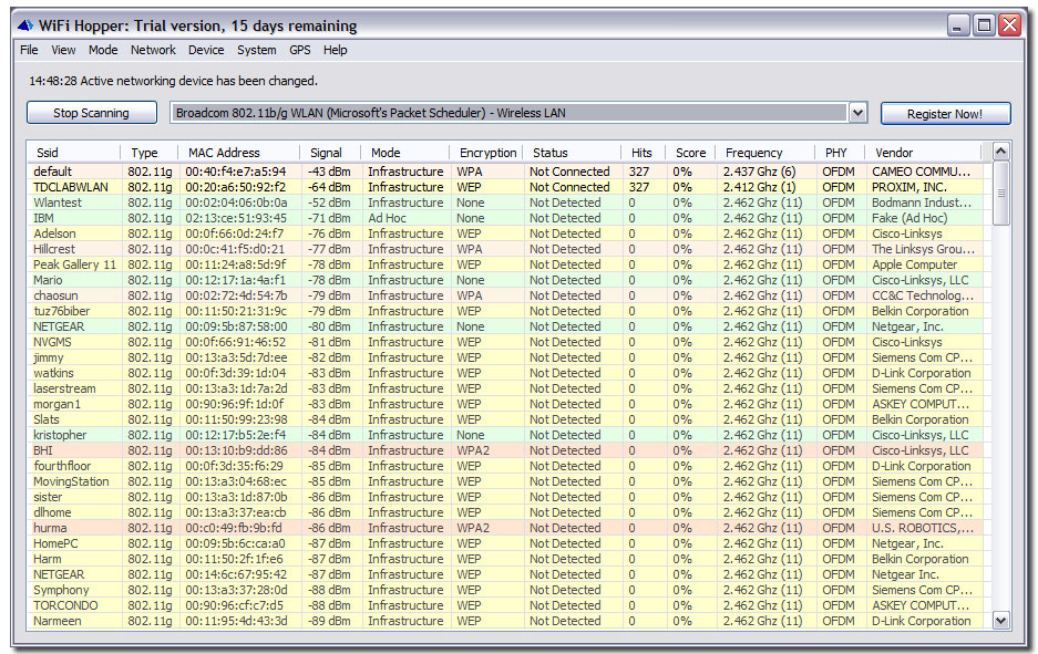 Click to view WiFi Hopper 1.2 2008-110600 screenshot