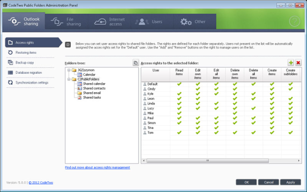 Click to view CodeTwo Public Folders 5.0 screenshot