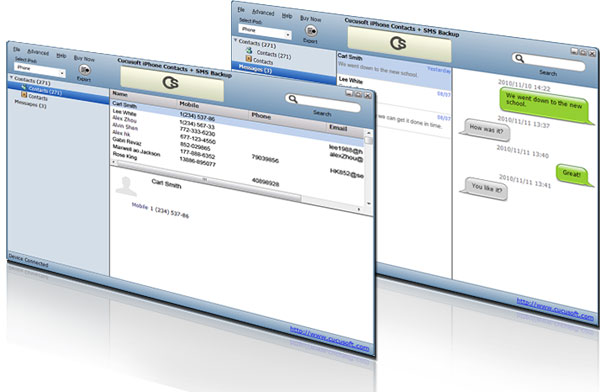 Click to view Cucusoft iPhone Contacts + SMS Backup 1.0.1 screenshot