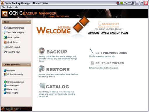 Click to view Genie Backup Manager Home Edition 6.0 screenshot