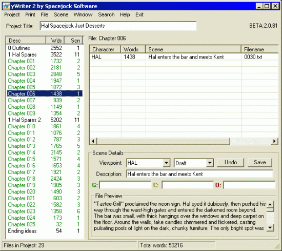 Click to view yWriter 2.3.32 screenshot