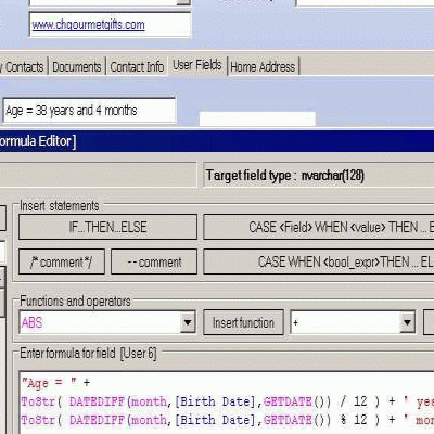 Click to view Abacus Calculated Fields for ACT! by Sage 9.5 screenshot