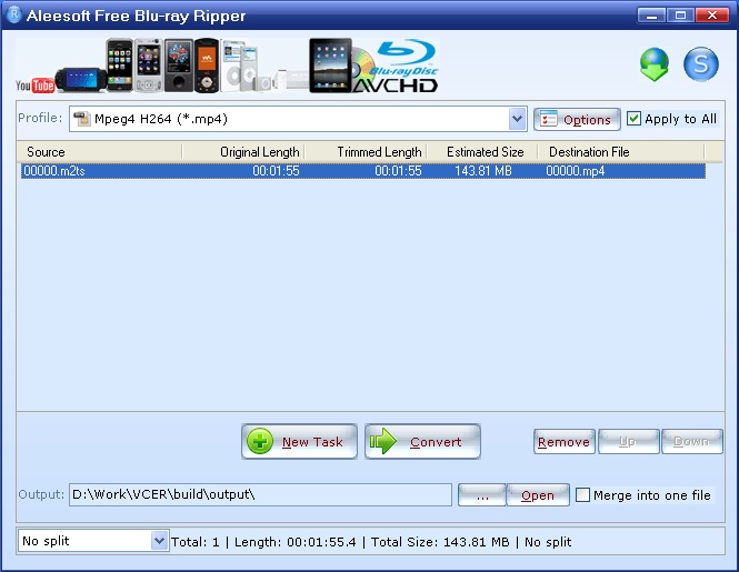 Click to view Aleesoft Free Blu-ray Ripper 2.5.31 screenshot