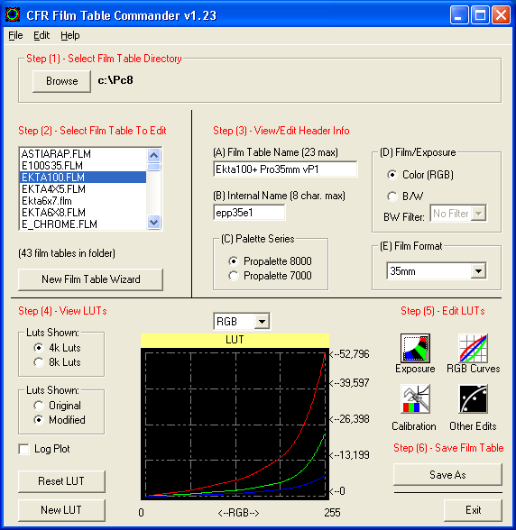 Click to view CFR Film Table Commander 1.24 screenshot