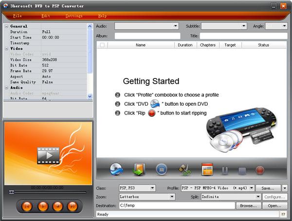 Click to view Bigasoft DVD to PSP Converter 3.1.11.4743 screenshot