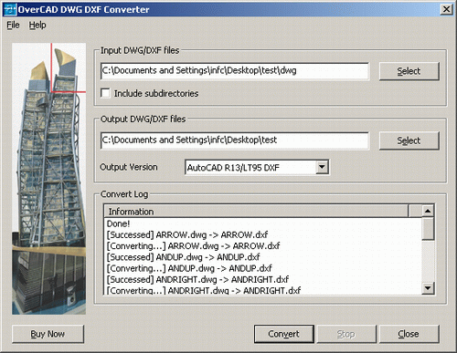 Click to view OverCAD DWG DXF Converter 2.00 screenshot