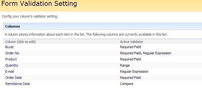 Click to view SharePoint Form Validation 1.7.507.2 screenshot