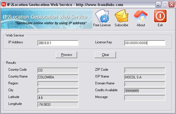 Click to view IP2Location Geolocation Application 2.0 screenshot