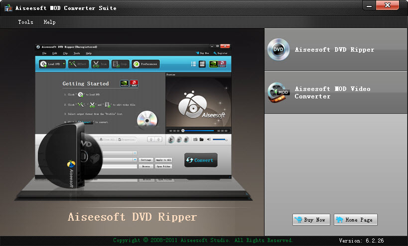 Click to view Aiseesoft Mod Converter Suite 6.2.20 screenshot