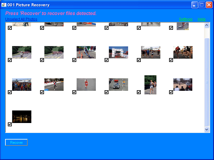 Click to view 001 Picture Recovery 2.00 screenshot