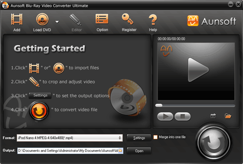 Click to view Aunsoft Blu-ray Video Converter Ultimate 1.0.1.2345 screenshot