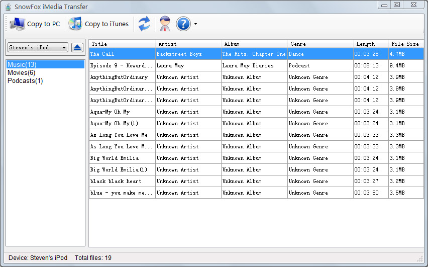 Click to view SnowFox iMedia Transfer 1.2.0 screenshot