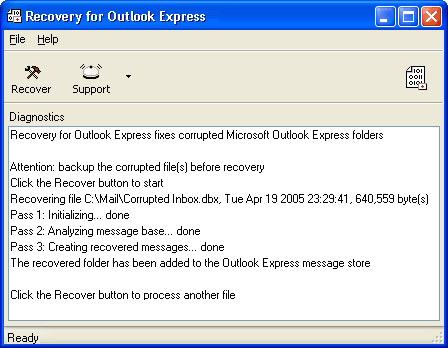 Click to view Recovery for Outlook Express 1.2.0845 screenshot