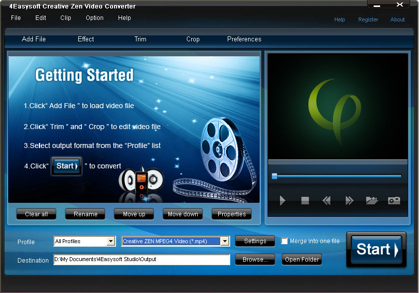 Click to view 4Easysoft Creative Zen Video Converter 3.1.32 screenshot