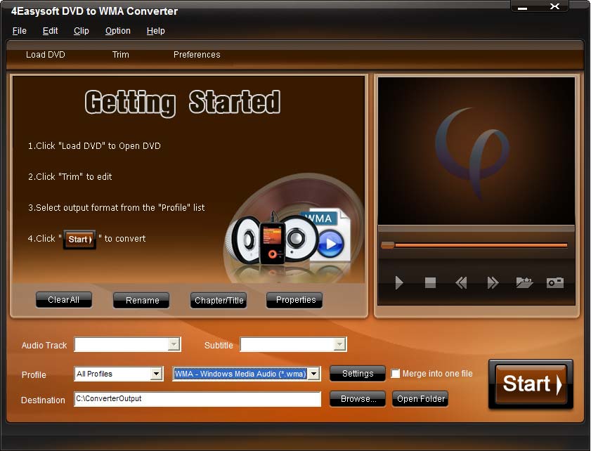 Click to view 4Easysoft DVD to WMA Converter 3.1.06 screenshot