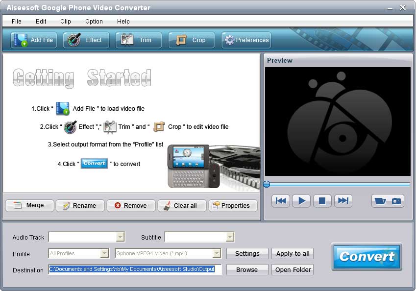 Click to view Aiseesoft Google Phone Video Converter 4.0.06 screenshot