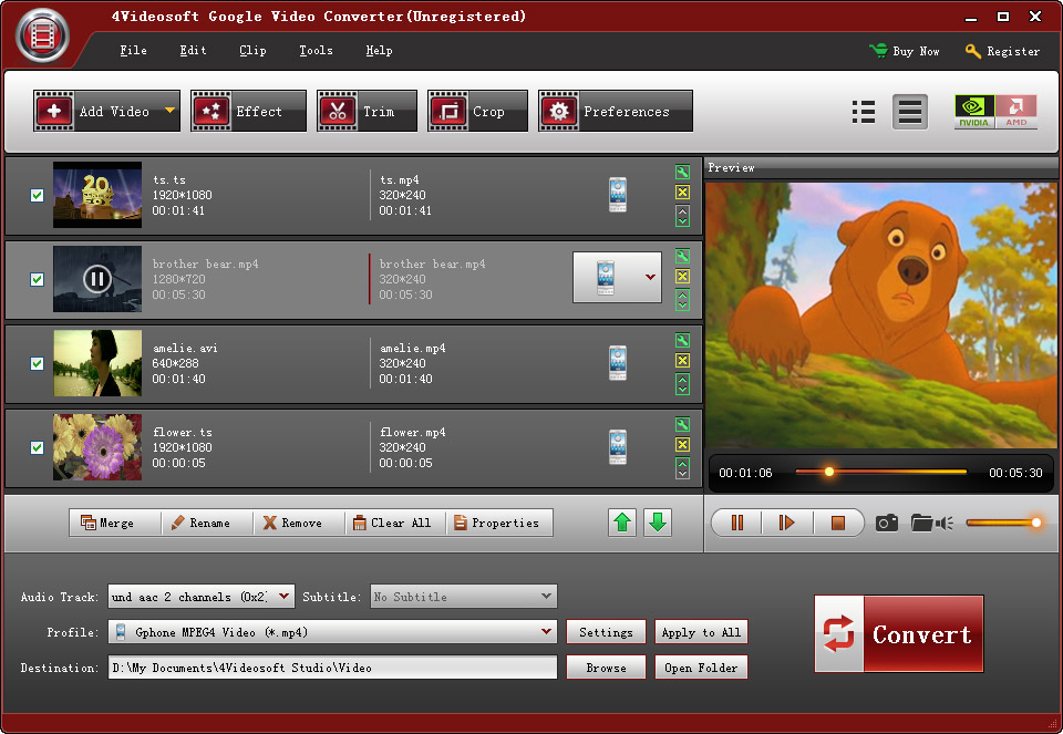 Click to view 4Videosoft Google Video Converter 3.3.08 screenshot