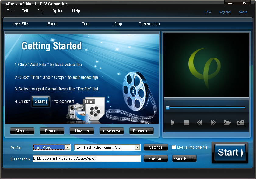 Click to view 4Easysoft Mod to FLV Converter 3.2.08 screenshot