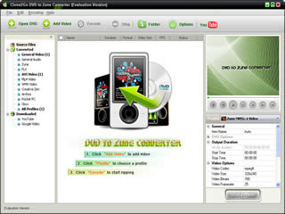 Click to view Clone2Go DVD to Zune Converter 2.5.0 screenshot